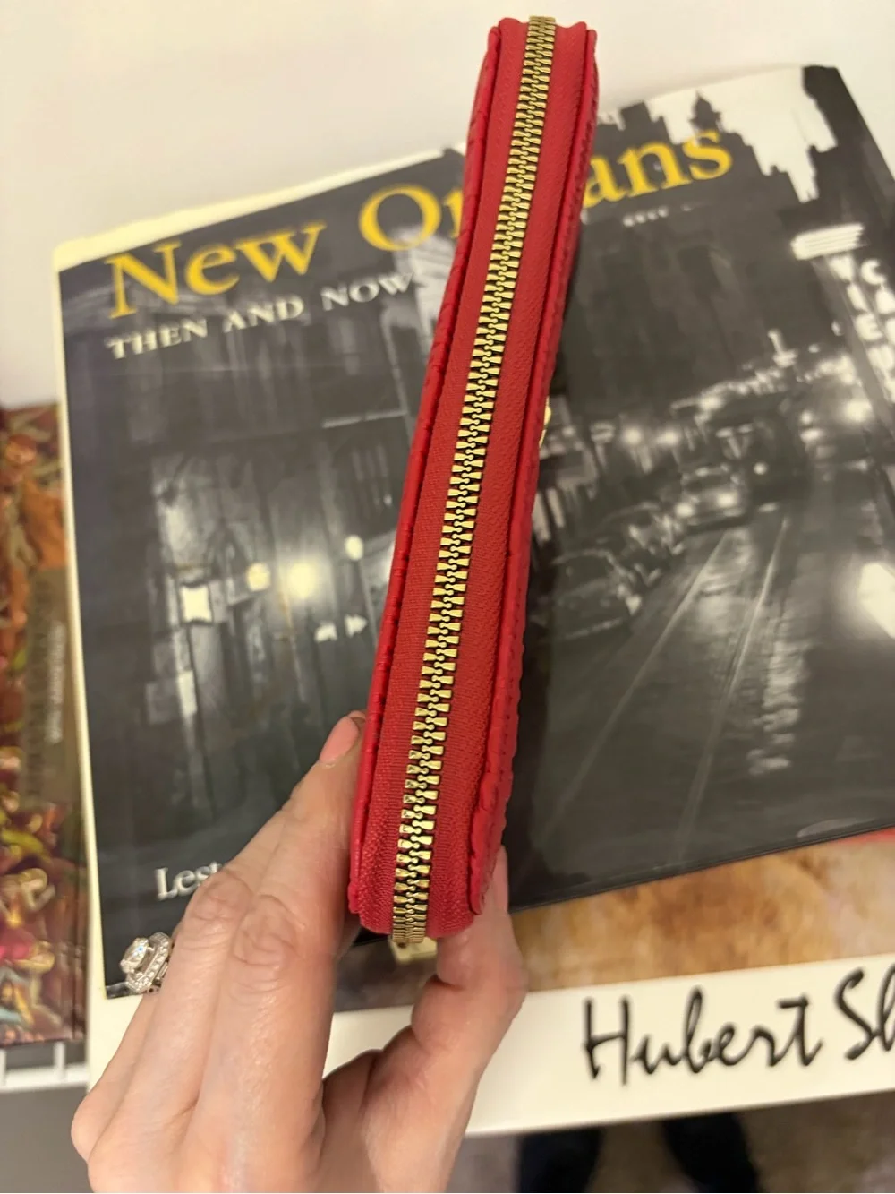 Like new Juicy Couture Red Embossed Zip Wallet with Gold Accent